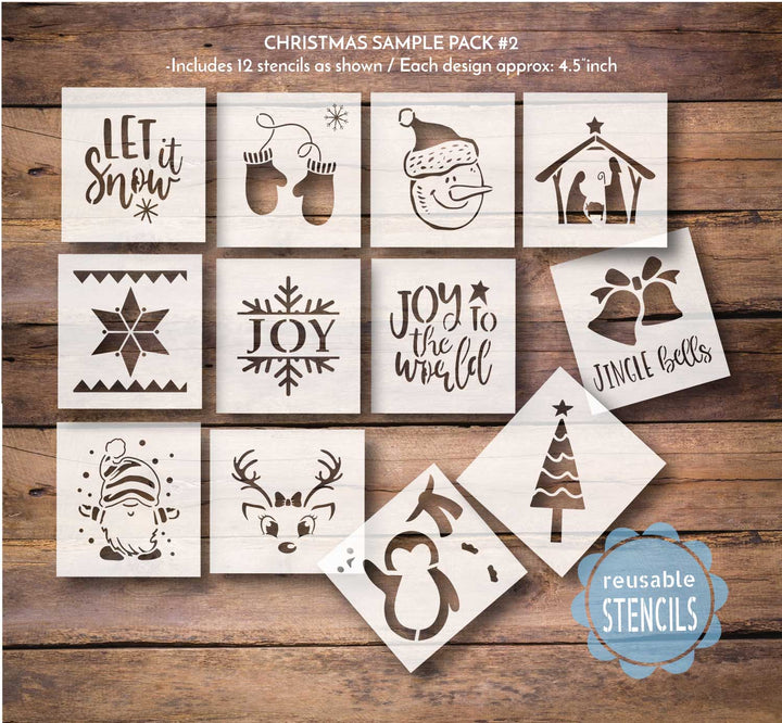 WallCutz  Christmas Mini Sample Pack #2 / Stencil Bundle Stencil