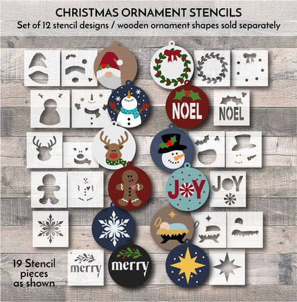 Christmas Ornaments Stencil - Stencil design in various sizes for diy crafts