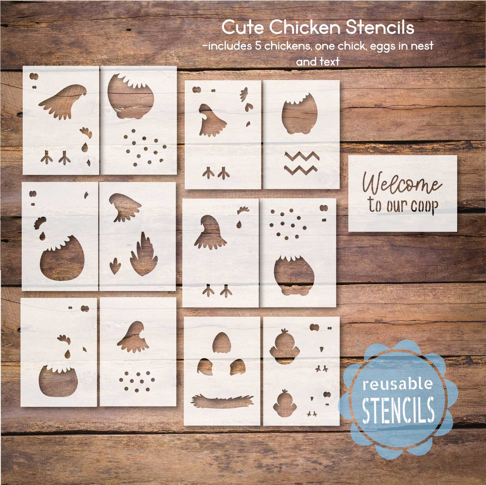 WallCutz  Cute Chicken Stencils / Welcome to our Coop Stencil