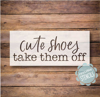 WallCutz  Cute Shoes Take Them Off / Door Mat Stencil Stencil