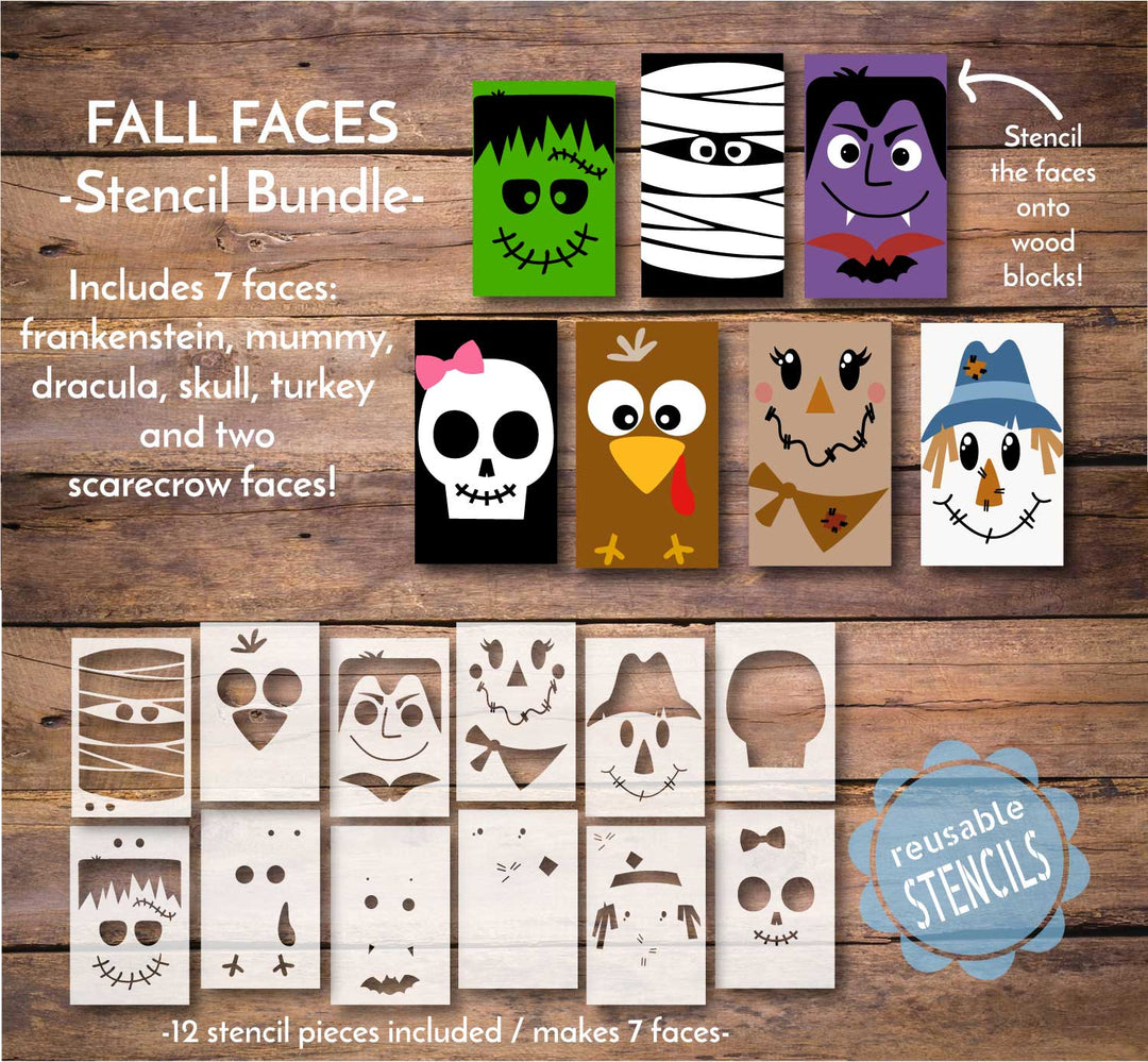 WallCutz  Fall Faces / Stencil Pack Stencil