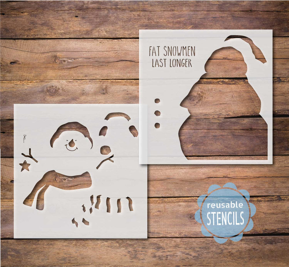 WallCutz  Fat Snowmen Last Longer / Reusable Stencil Stencil