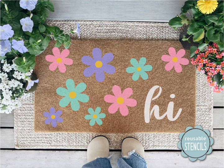 WallCutz  Flower Power Daisy / Door Mat Stencil Stencil