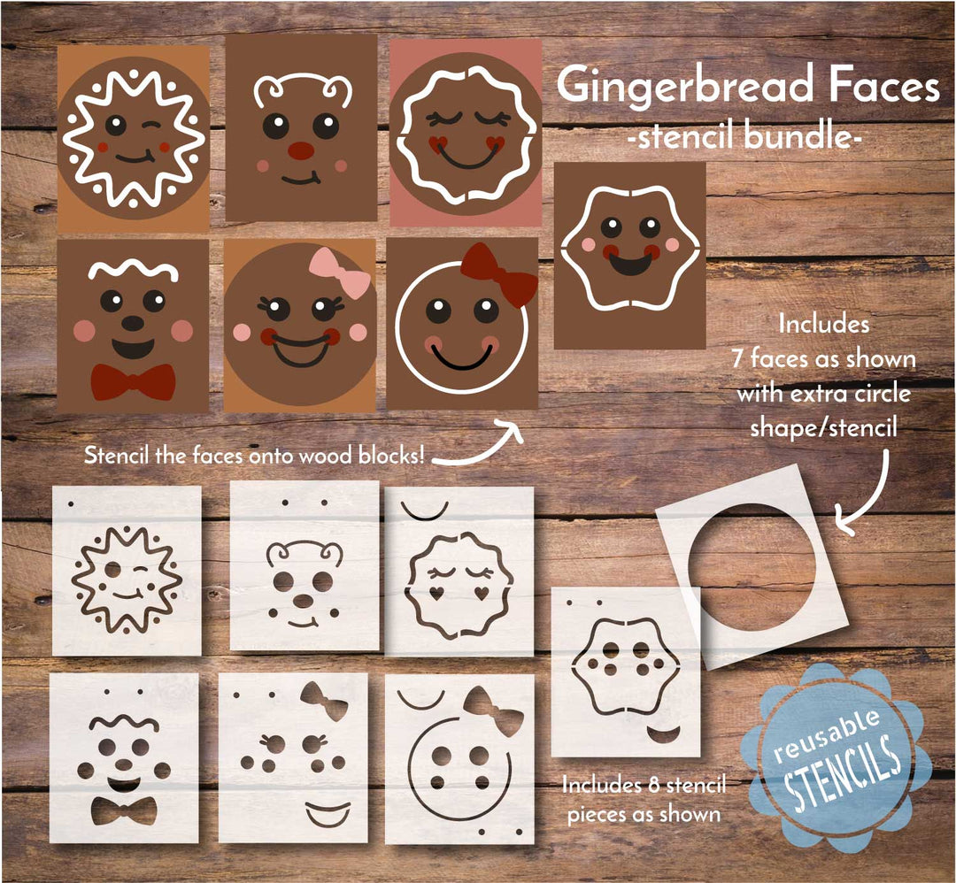 WallCutz  Gingerbread Faces / Stencil Pack Stencil