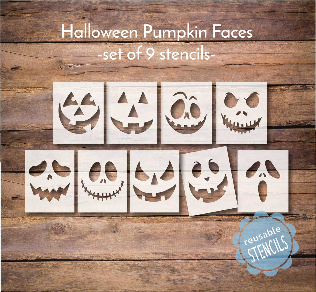 WallCutz  Pumpkin Faces / 9pc Stencil Pack Stencil