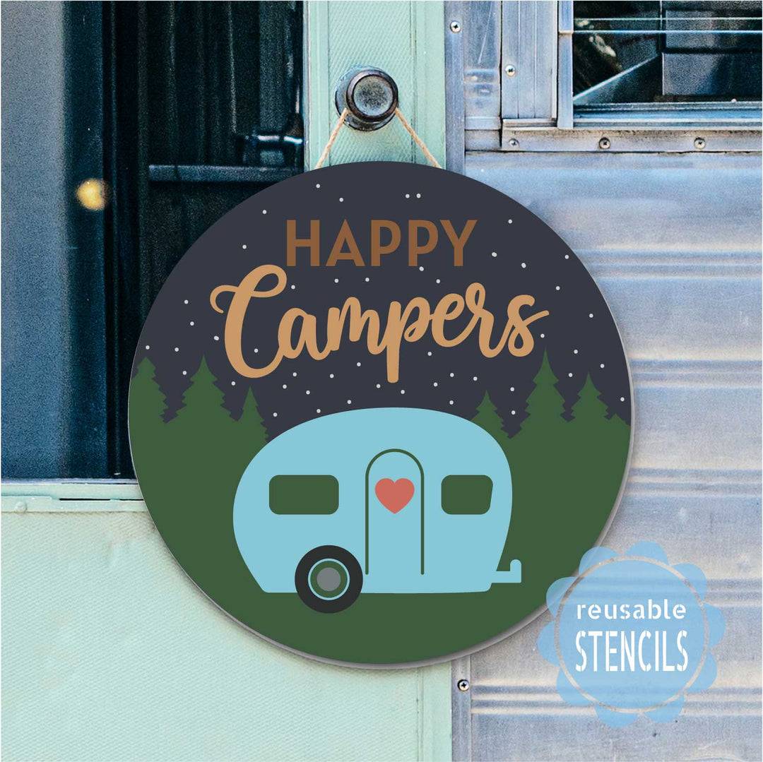 WallCutz  Happy Campers / Reusable Stencil Stencil