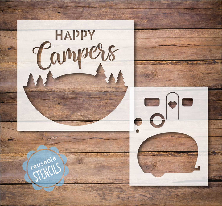 WallCutz  Happy Campers / Reusable Stencil Stencil