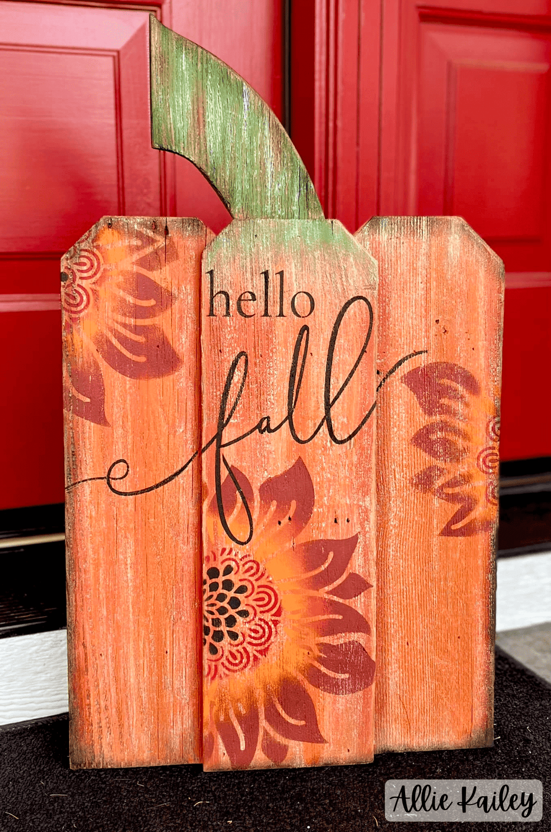 WallCutz  Hello Fall with Leaves / Reusable Stencil Stencil