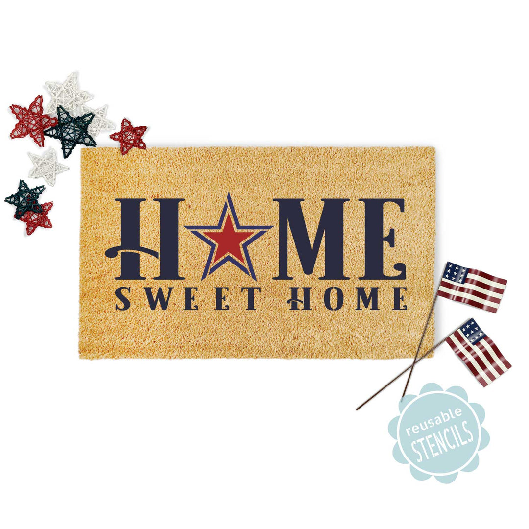 WallCutz  Home Sweet Home / Patriotic Door Mat Stencil Stencil