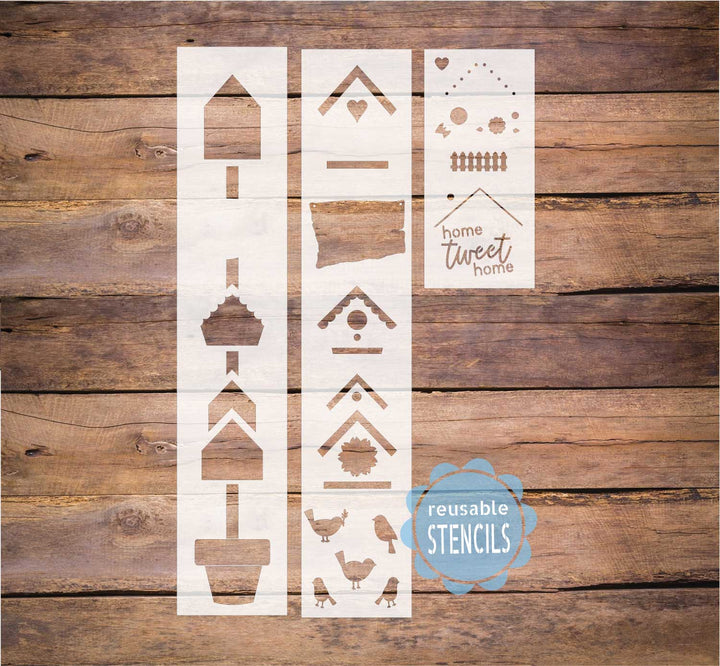 WallCutz  Birdhouse Pole Home Tweet Home / Porch Stencil Stencil