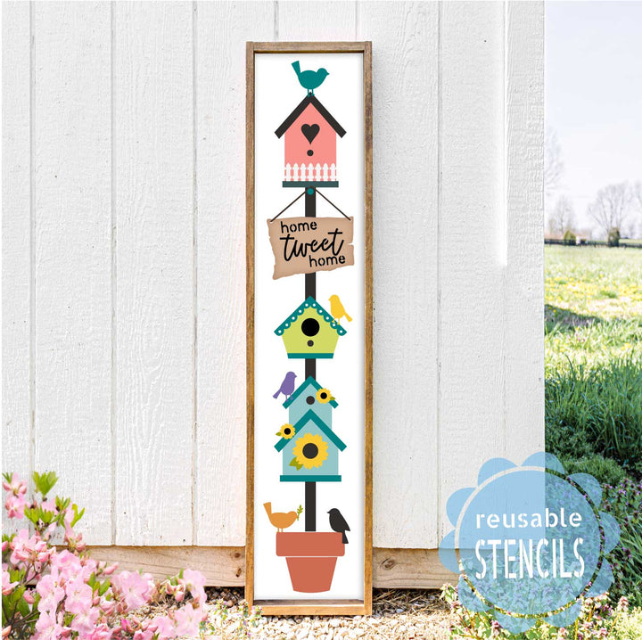 WallCutz  Birdhouse Pole Home Tweet Home / Porch Stencil Stencil