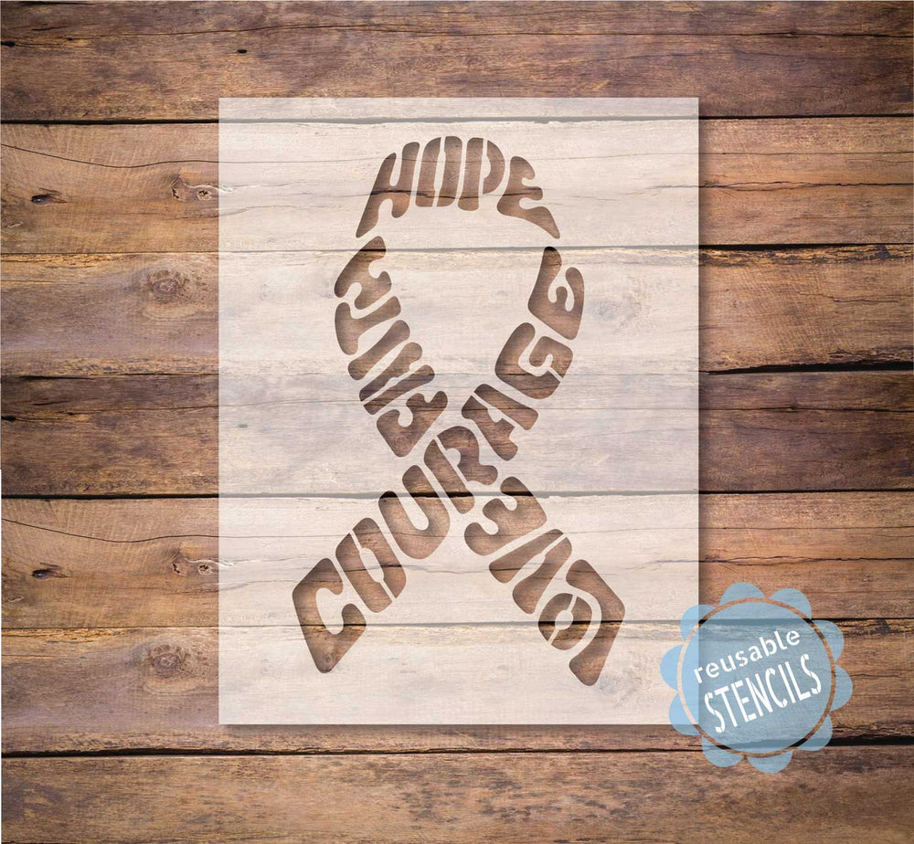 WallCutz  Cancer Ribbon Stencil / Hope Courage Faith stencil