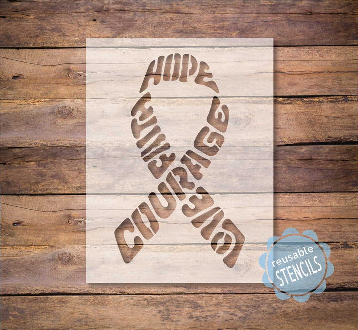 WallCutz  Cancer Ribbon Stencil / Hope Courage Faith stencil