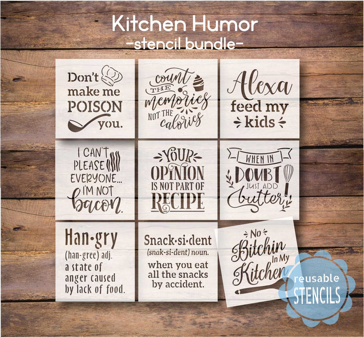 WallCutz  Kitchen Humor Bundle / 9pc Stencil Pack Stencil