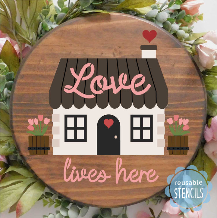 WallCutz  Love Cottage / Valentine Stencil Stencil