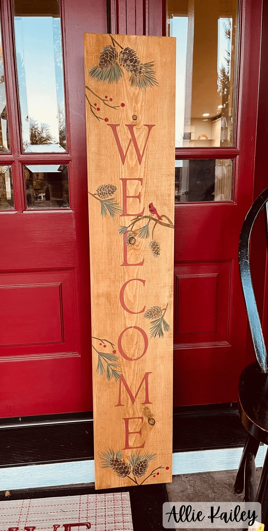 WallCutz  Welcome Pine Cone Branches / Porch Stencil Stencil