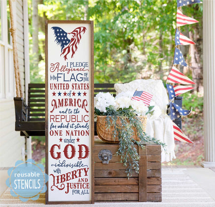 WallCutz  Pledge of Allegiance with Patriotic Eagle STENCIL Stencil