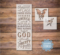 WallCutz  Pledge of Allegiance with Patriotic Eagle STENCIL Stencil