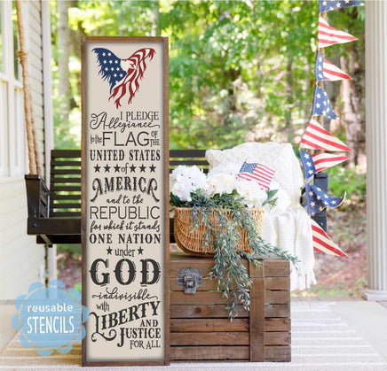 WallCutz  Pledge of Allegiance with Patriotic Eagle STENCIL Stencil