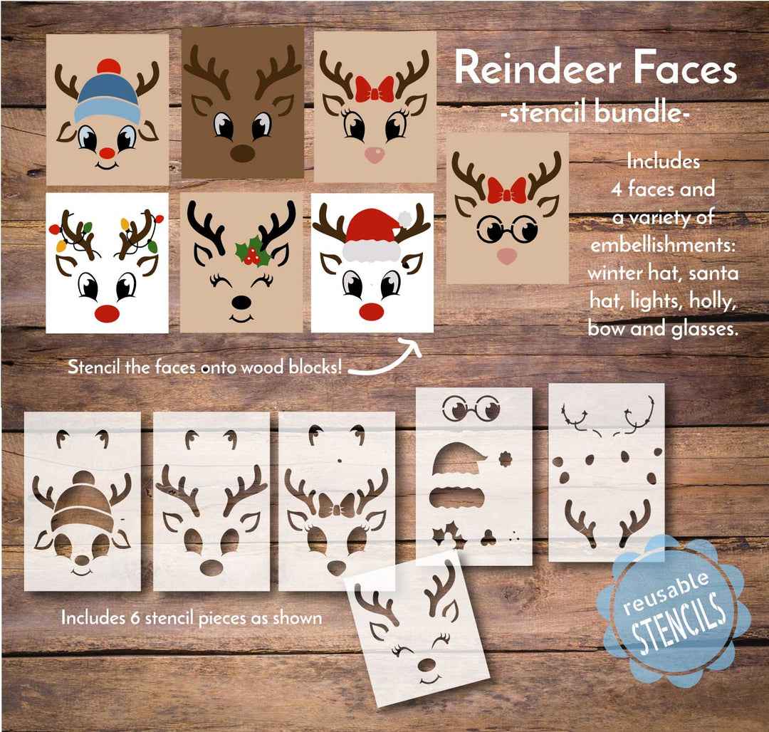 WallCutz  Reindeer Faces / Stencil Pack Stencil