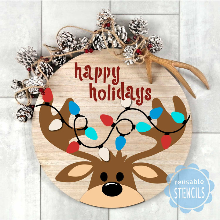 WallCutz  Reindeer Light Tangle / Reusable Stencil Stencil