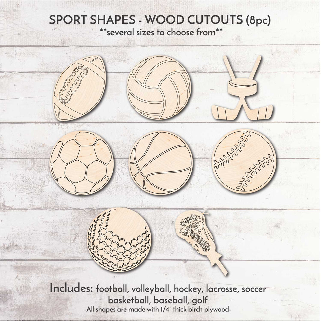 WallCutz  Sport Shapes / Set of 8 Wood Shapes Wood Kit