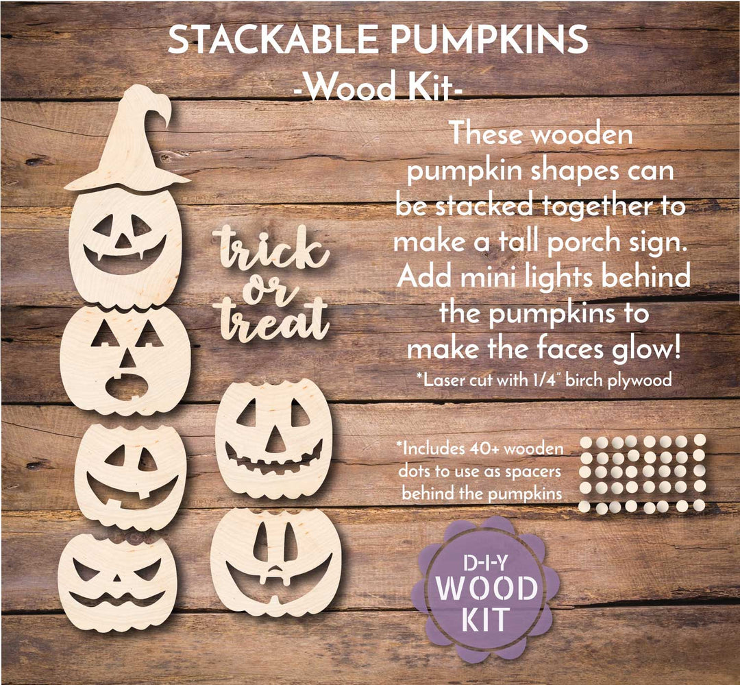 WallCutz  Stackable Wooden Pumpkin Faces / WOOD KIT Wood Kit