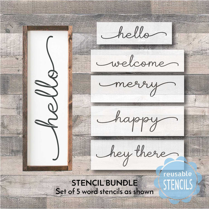 WallCutz  Stencil Bundle / Set of 5 Word Stencils Stencil