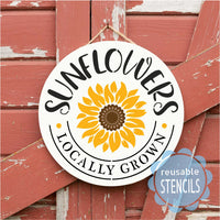 WallCutz  Sunflower Locally Grown / Reusable Stencil Stencil