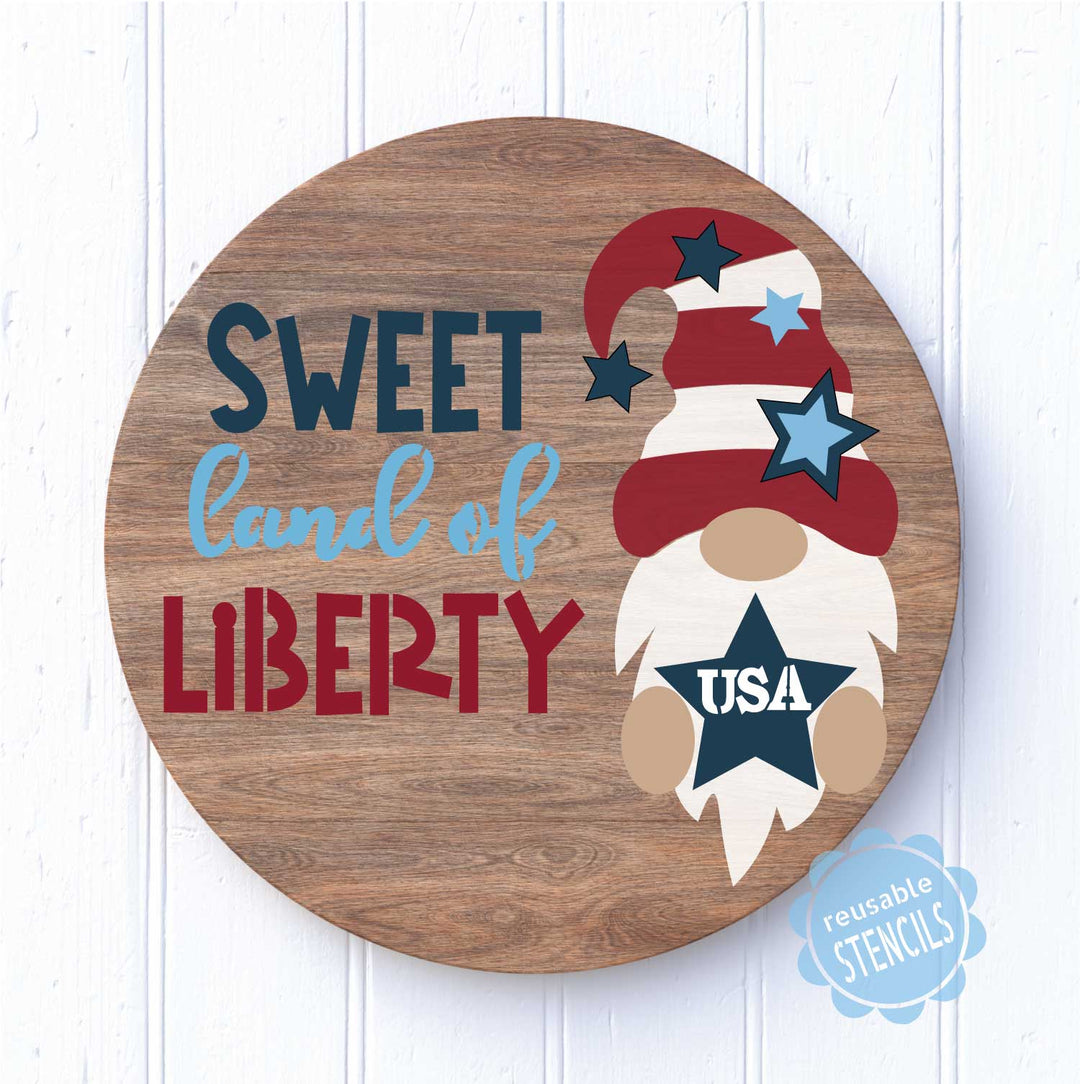 WallCutz  Patriotic Gnome - Sweet Land of Liberty / STENCIL ONLY Stencil