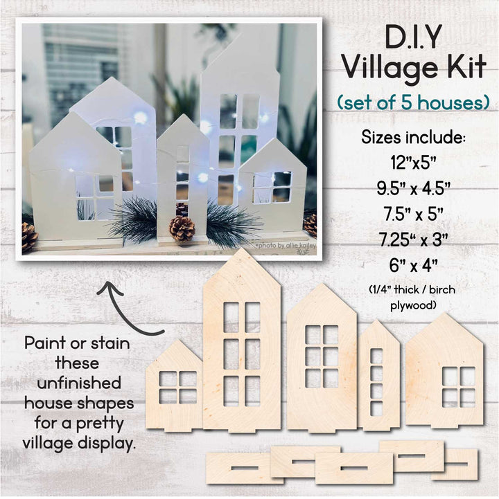 WallCutz  Village Set / Wood House Cut-Outs Wood Kit