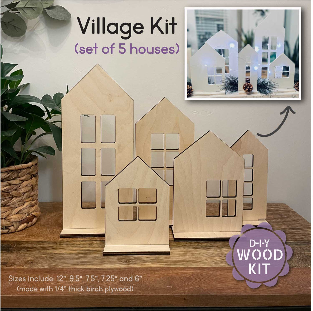 WallCutz  Village Set / Wood House Cut-Outs Wood Kit