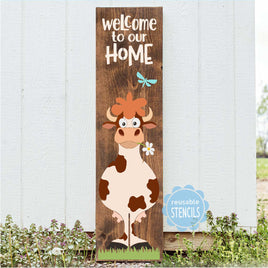 WallCutz  Welcome Home / Cartoon Cow Stencil Stencil