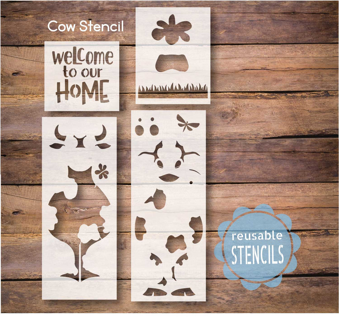 WallCutz  Welcome Home / Cartoon Cow Stencil Stencil