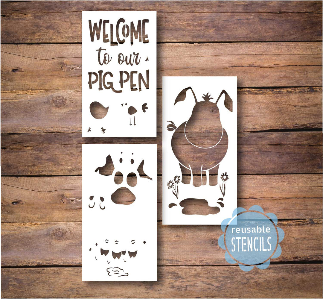 WallCutz  Welcome to Our Pig Pen / Porch Stencil Stencil