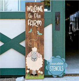WallCutz  Welcome to the Farm / Cute Sheep Stencil Stencil