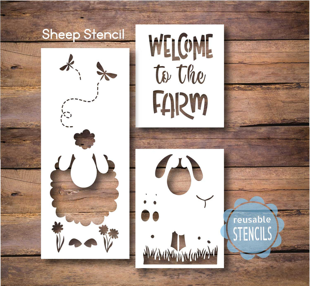 WallCutz  Welcome to the Farm / Cute Sheep Stencil Stencil