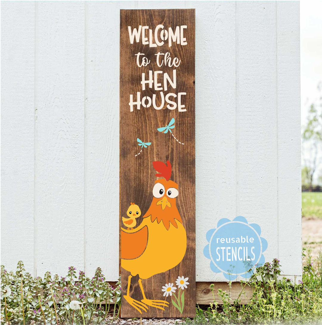 WallCutz  Welcome to the Hen House / Cartoon Chicken Stencil Stencil