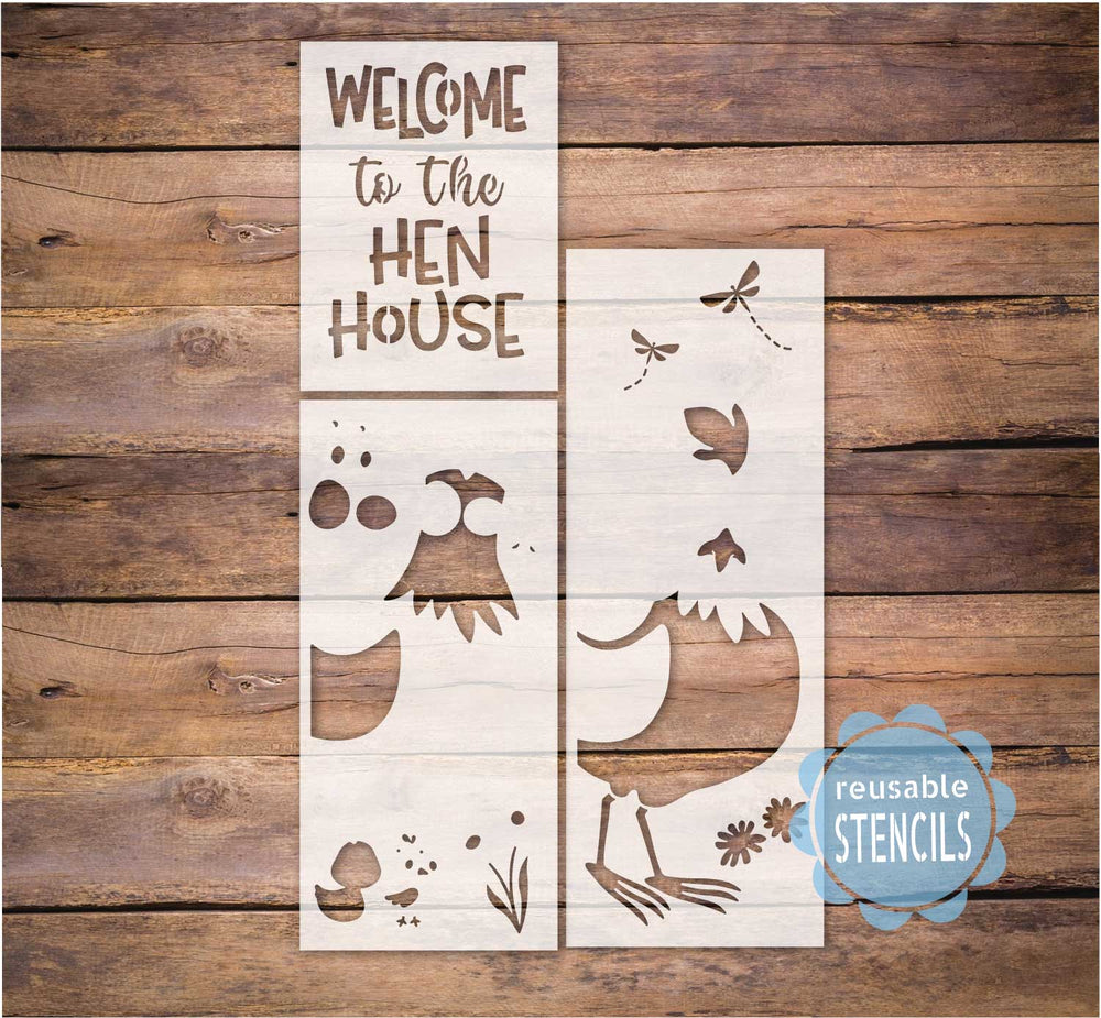 WallCutz  Welcome to the Hen House / Cartoon Chicken Stencil Stencil