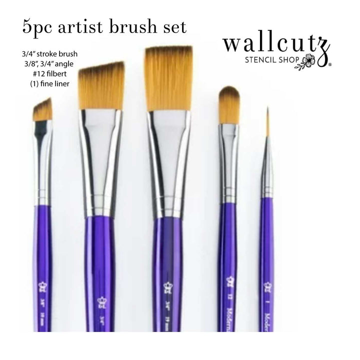 WallCutz  5pc Premium Paint Brushes / Multi-Pack Supplies