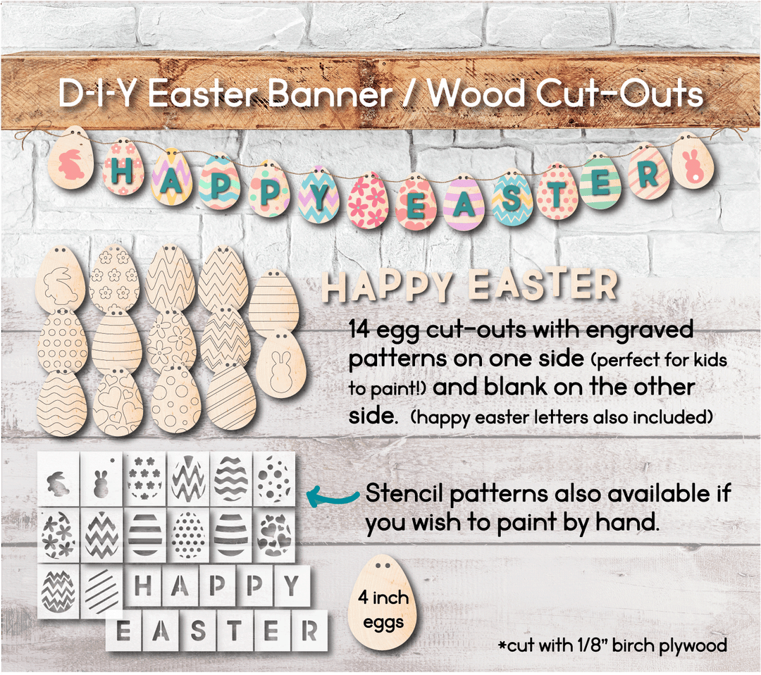 WallCutz  Easter Egg Cut-Outs / Laser Cut Wood Shapes Wood Kit