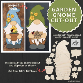 WallCutz  Garden Gnome Cut-Out 14”inch Wood Kit