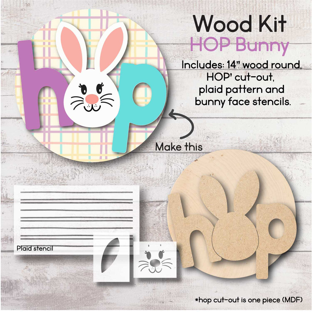 WallCutz  STENCIL KIT / HOP Bunny Cut-Out Door Hanger Kit Wood Kit