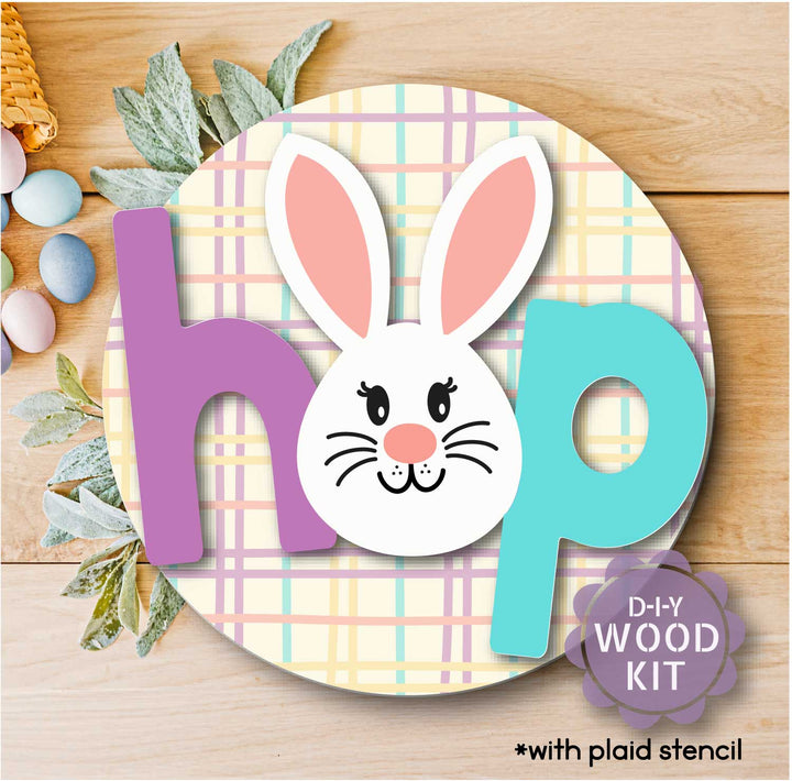 WallCutz  STENCIL KIT / HOP Bunny Cut-Out Door Hanger Kit Wood Kit