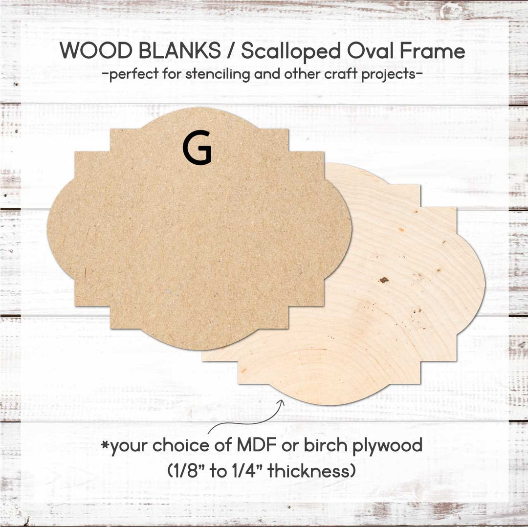 WallCutz  Wood Blanks / Scalloped Oval Shape / MDF or Birch Wood Kit