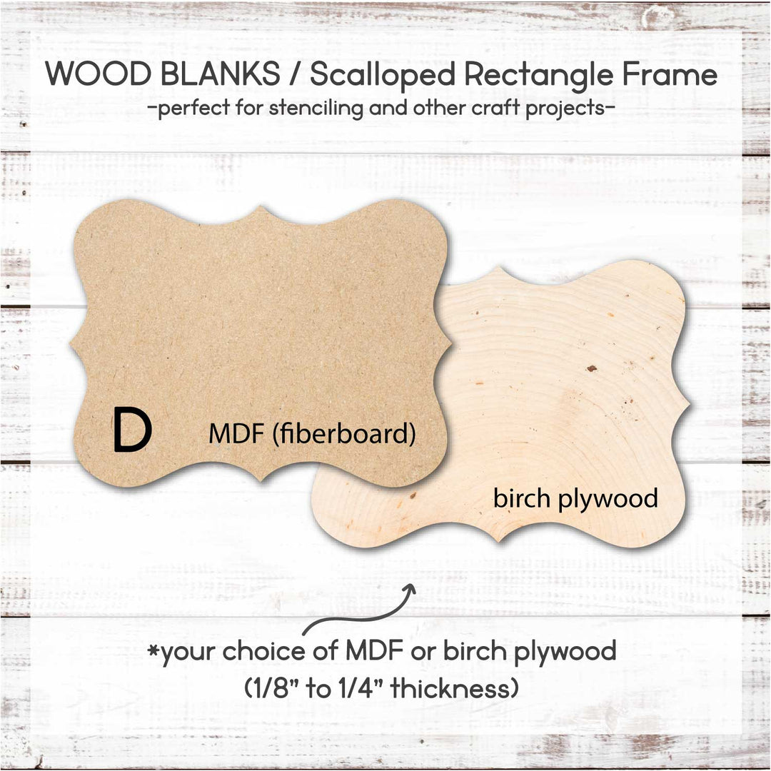 WallCutz  Wood Blanks / Scalloped Rectangle Shape / MDF or Birch Wood Kit