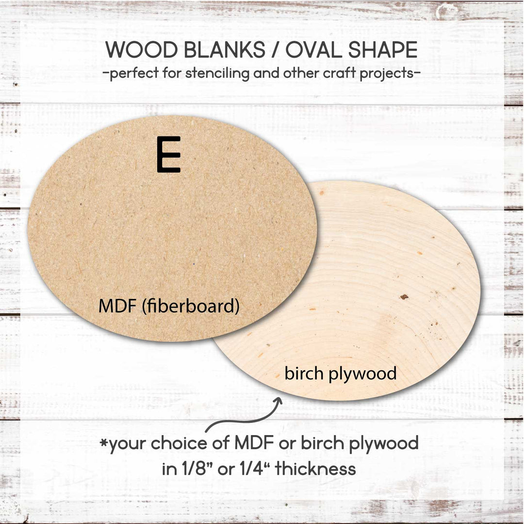 WallCutz  Wood Blanks / Simple OVAL Shape / MDF or Birch Wood Kit