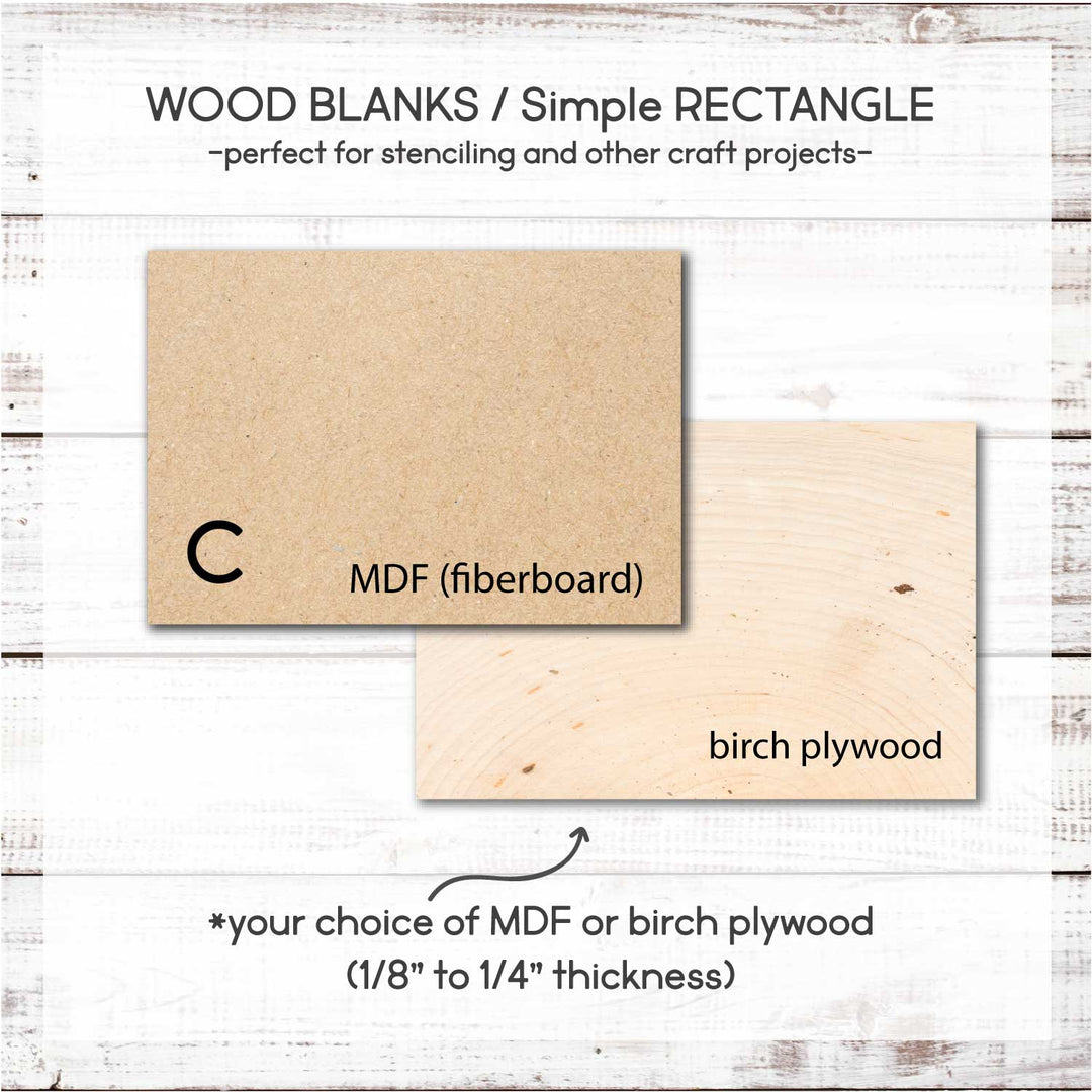 WallCutz  Wood Blanks / Simple RECTANGLE / MDF or Birch Wood Kit