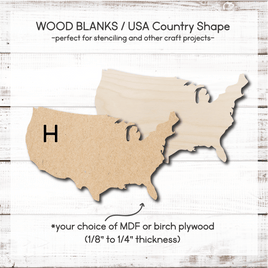 WallCutz  Wood Blanks / USA Country Shape / MDF or Birch Wood Kit