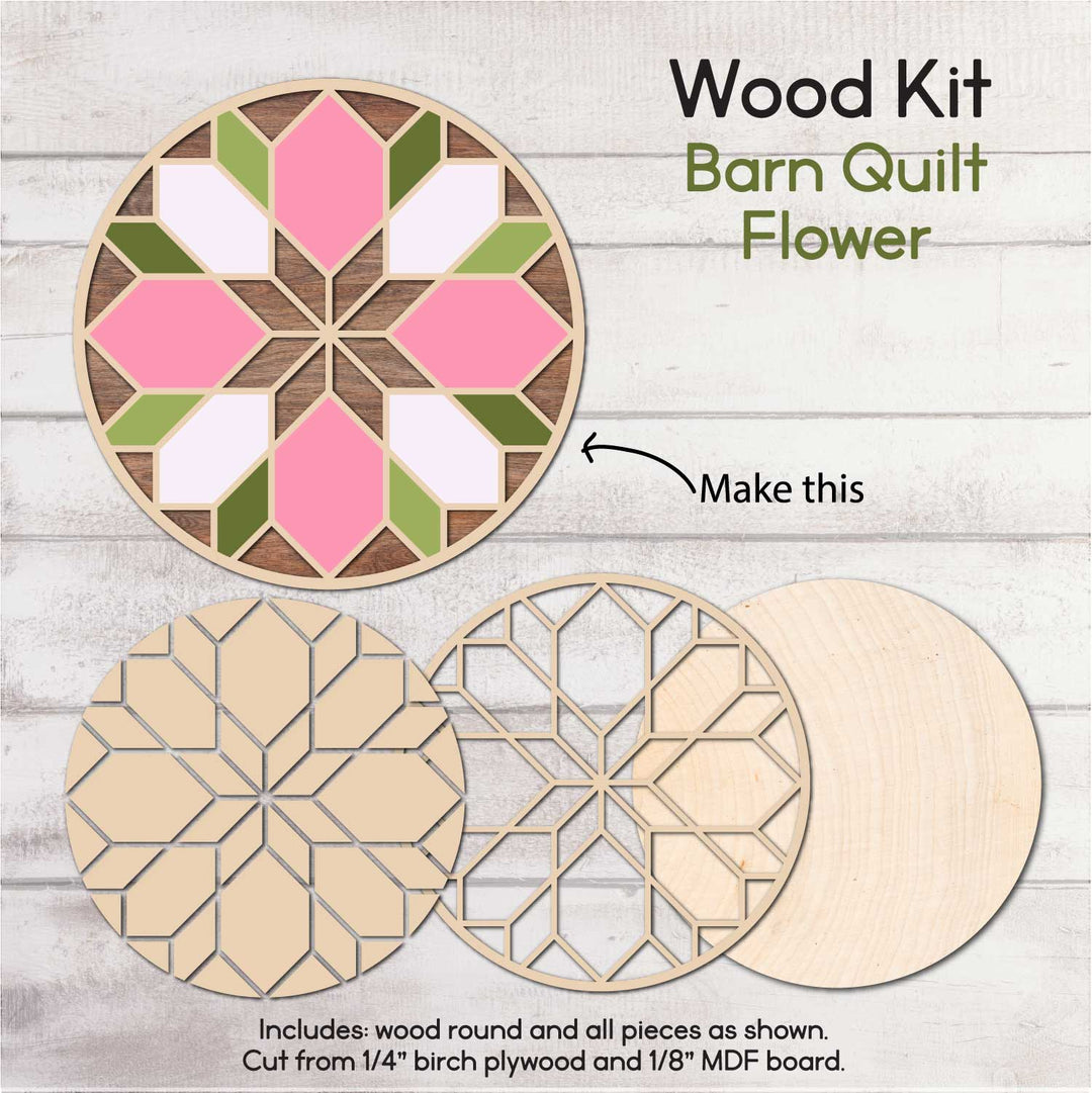 WallCutz  WOOD KIT / Barn Quilt Flower / Door Hanger Kit Wood Kit